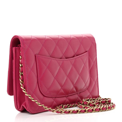 Chanel Caviar Quilted Wallet on Chain WOC Dark Pink 3 of 10