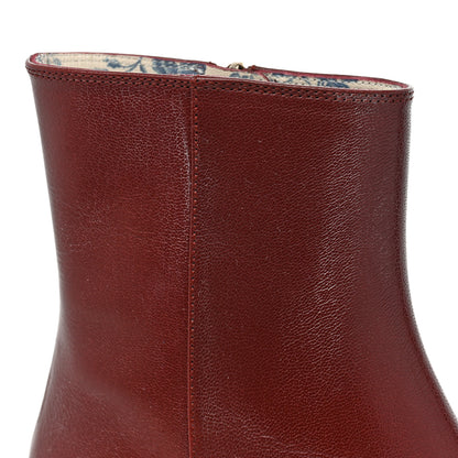 Gucci Goatskin Hills Logo Ankle Boots 36.5 Burgundy Beige 9 of 13