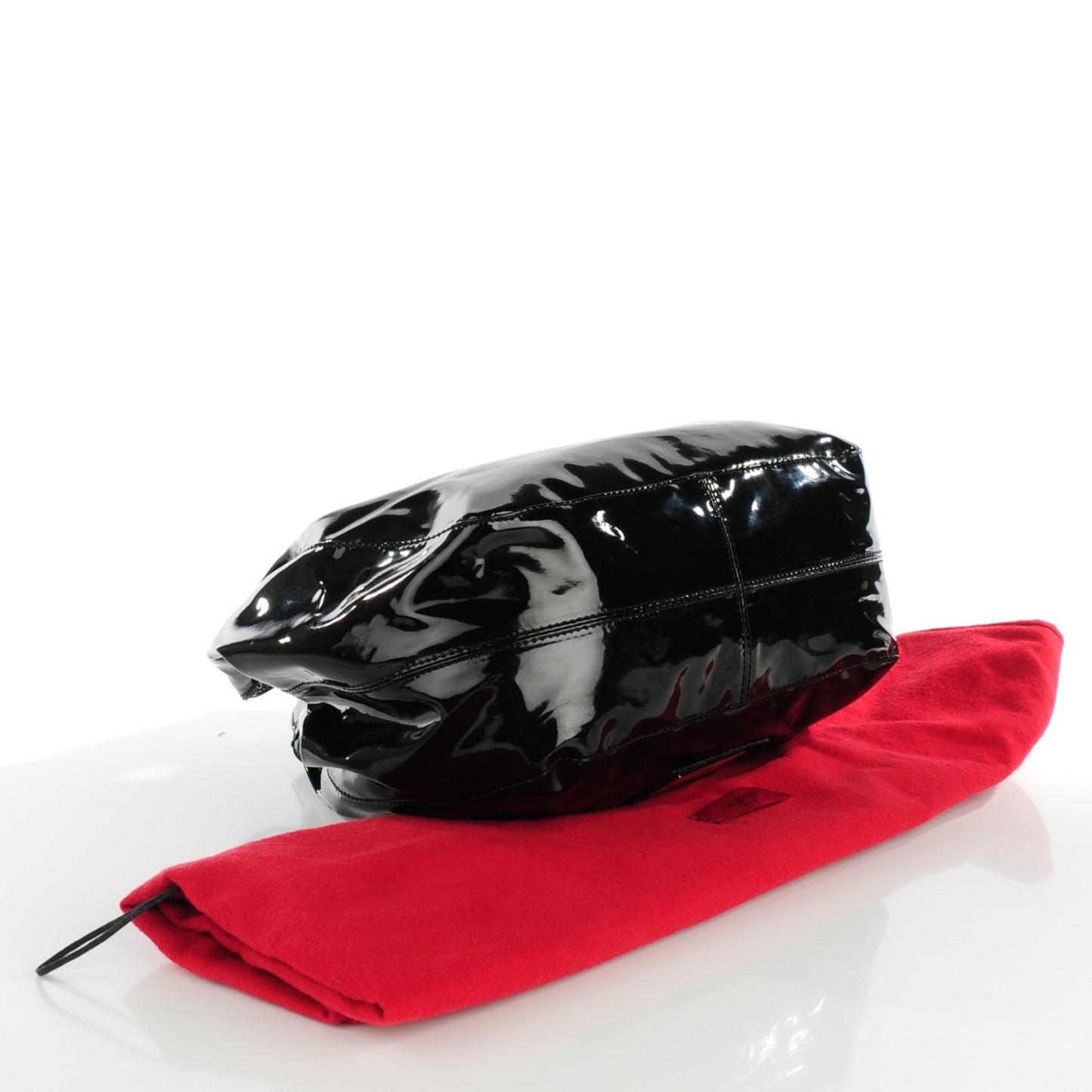 Patent Lacca Small Nuage Bow Hobo Black