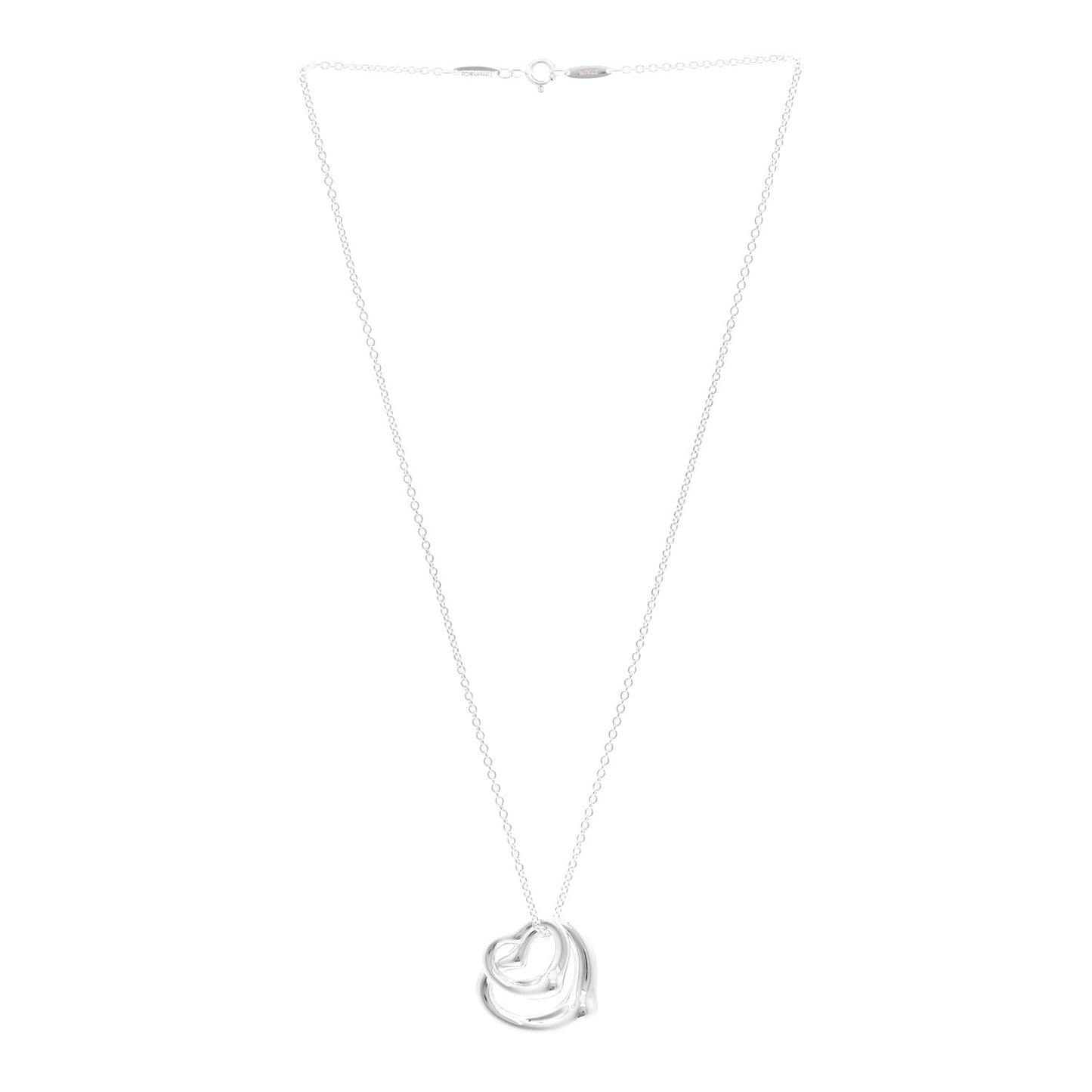 Sterling Silver Elsa Peretti Double Open Heart Pendant Necklace