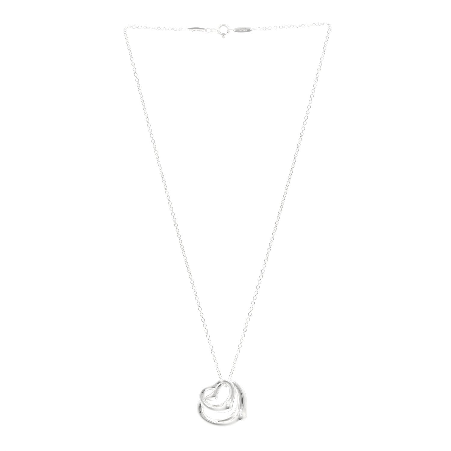 Tiffany Sterling Silver Elsa Peretti Double Open Heart Pendant Necklace 3 of 5