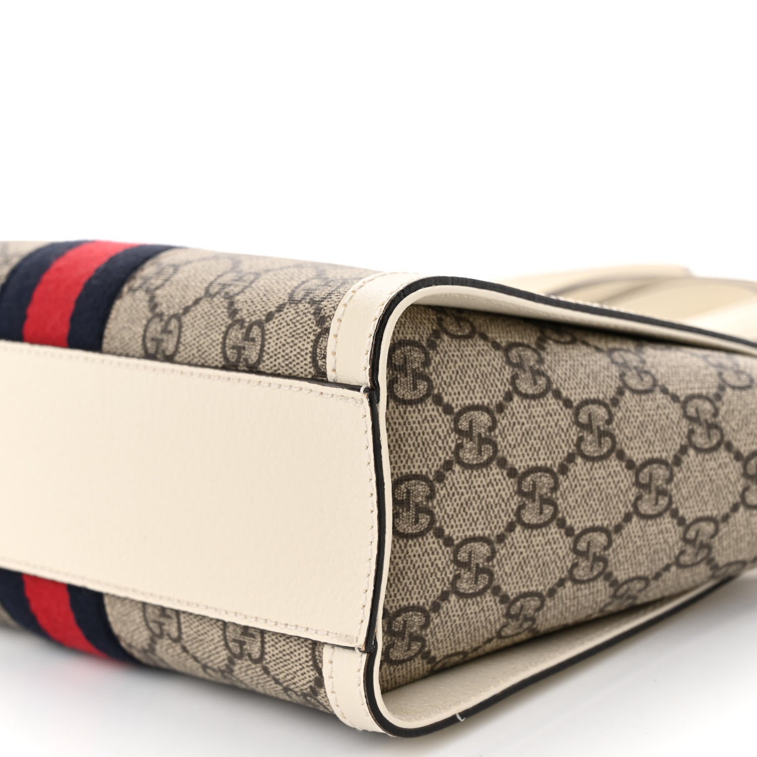 Gucci GG Supreme Monogram Textured Dollar Calfskin Web Small Ophidia Tote Bag Beige Ebony Mystic White 10 of 10