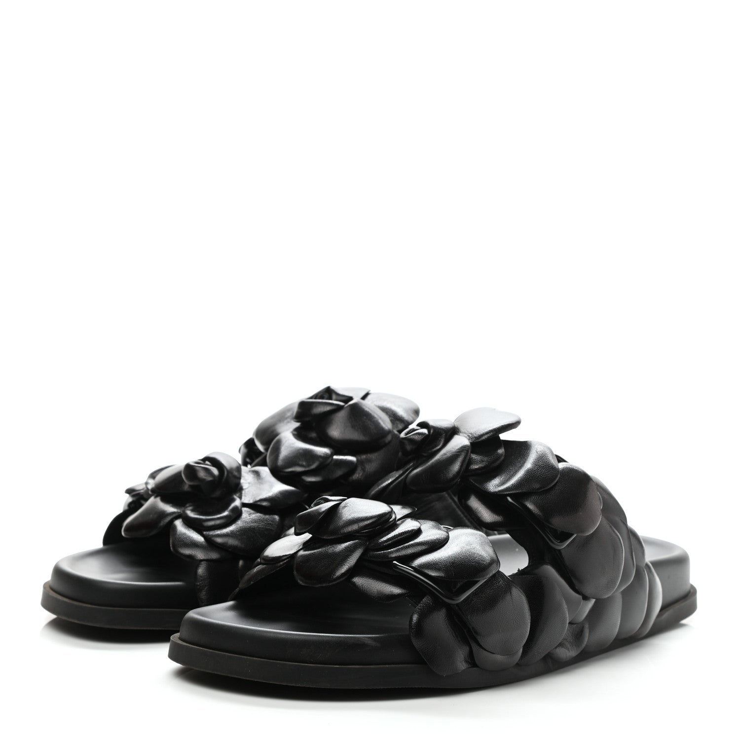 Valentino Garavani Kidskin Atelier 03 Rose Edition Double Buckle Slide Sandals 40 Black 3 of 9