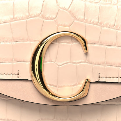 Chloe Calfskin Crocodile Embossed Mini C Double Carry Cement Pink 7 of 9