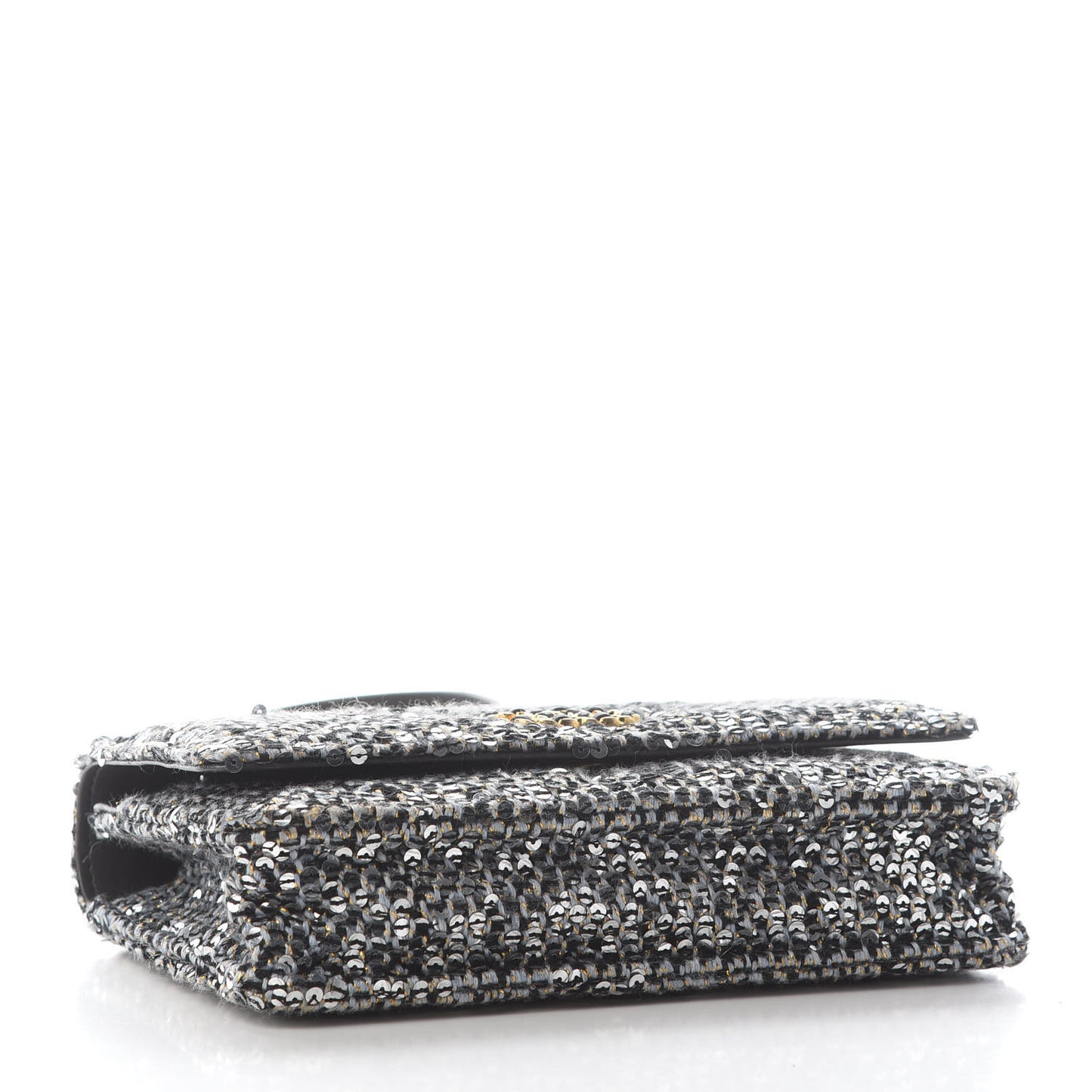 Sequin Quilted Chanel 19 Wallet On Chain WOC Silver