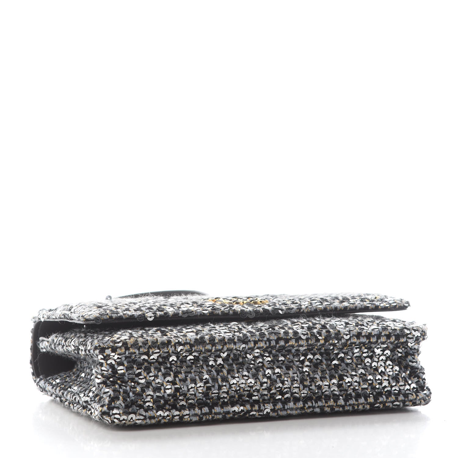 Chanel Sequin Quilted Chanel 19 Wallet On Chain WOC Silver 3 of 8