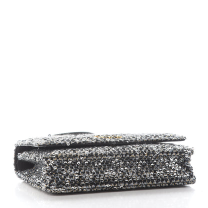 Chanel Sequin Quilted Chanel 19 Wallet On Chain WOC Silver 3 of 8