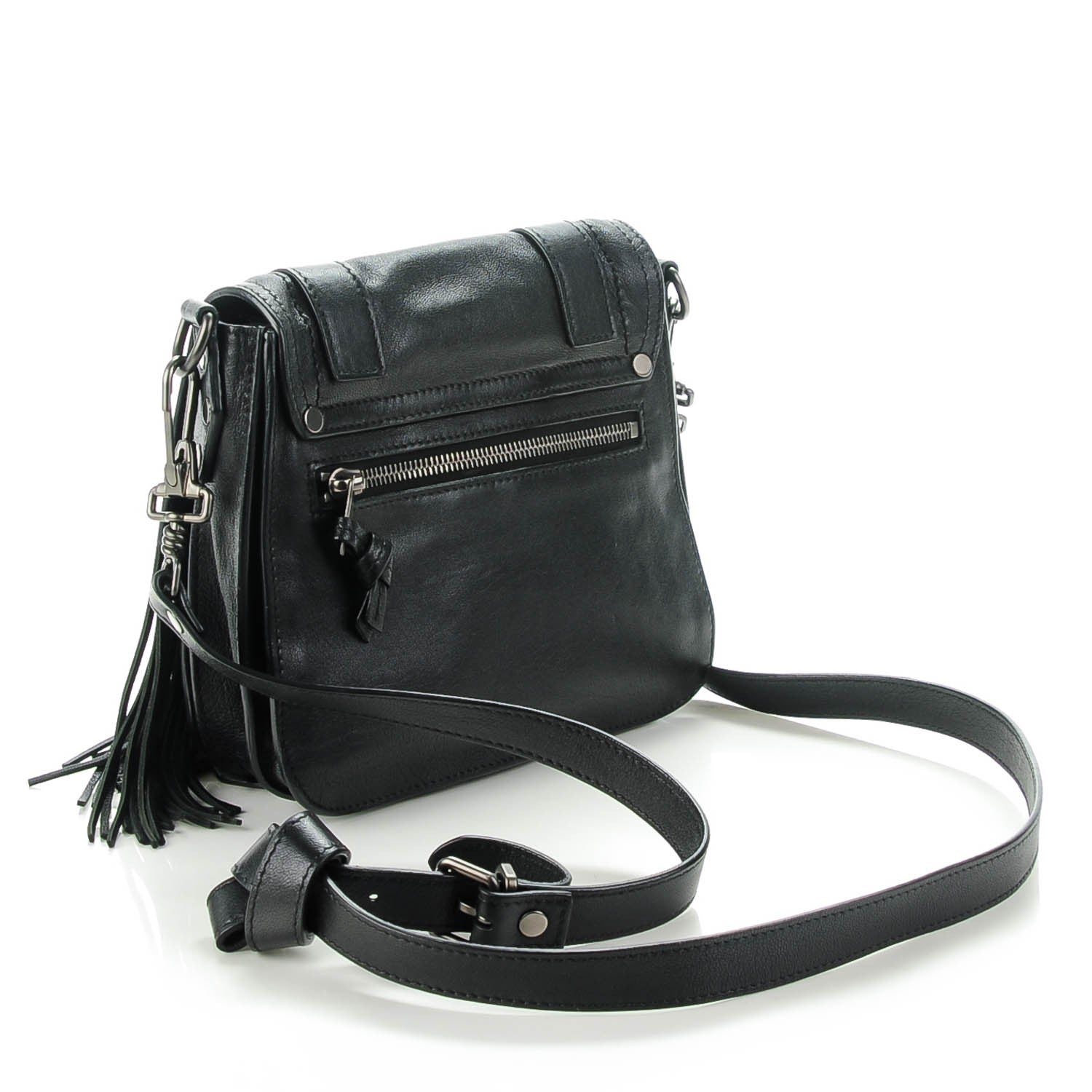 Proenza Schouler Lambskin Fringed PS1 Crossbody Pouch Black 3 of 9
