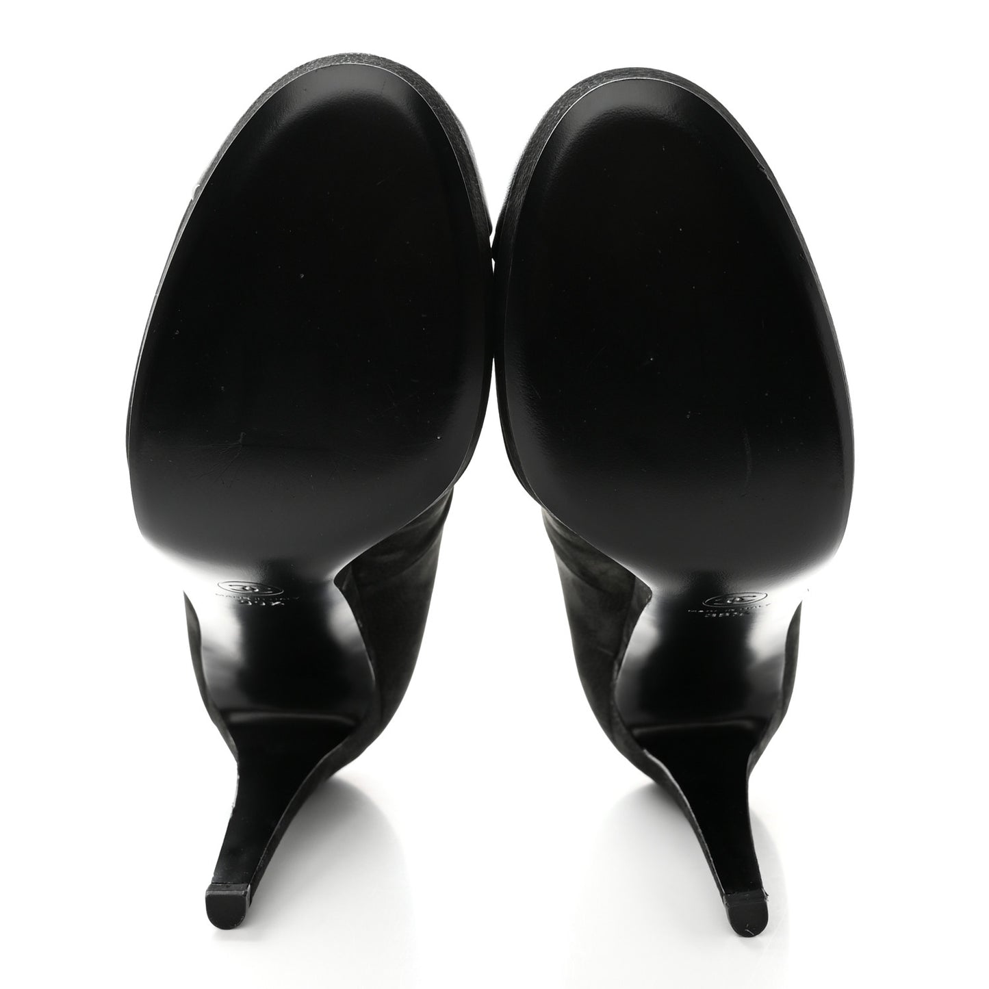 Suede Calfskin Cap Toe CC Pumps 39.5 Black