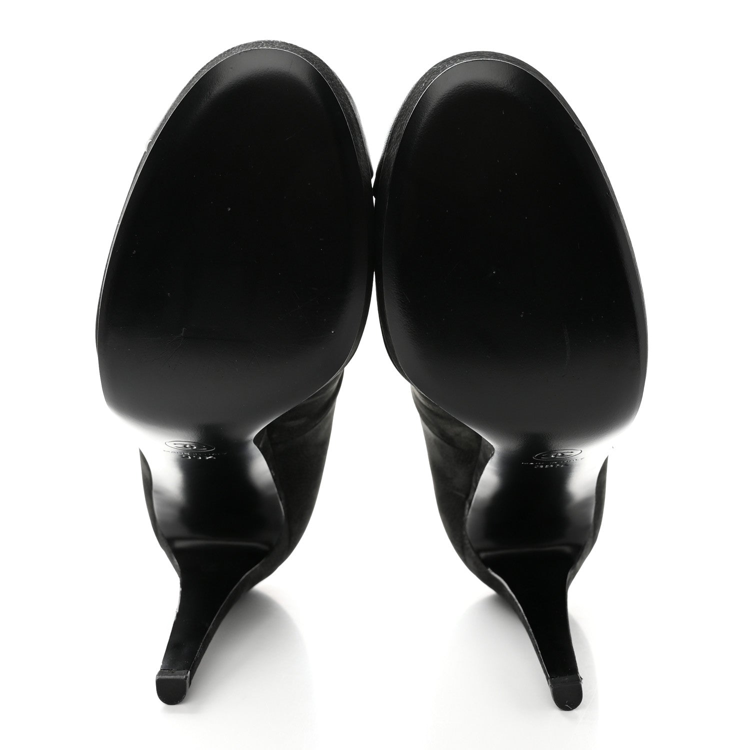 Chanel Suede Calfskin Cap Toe CC Pumps 39.5 Black 5 of 10