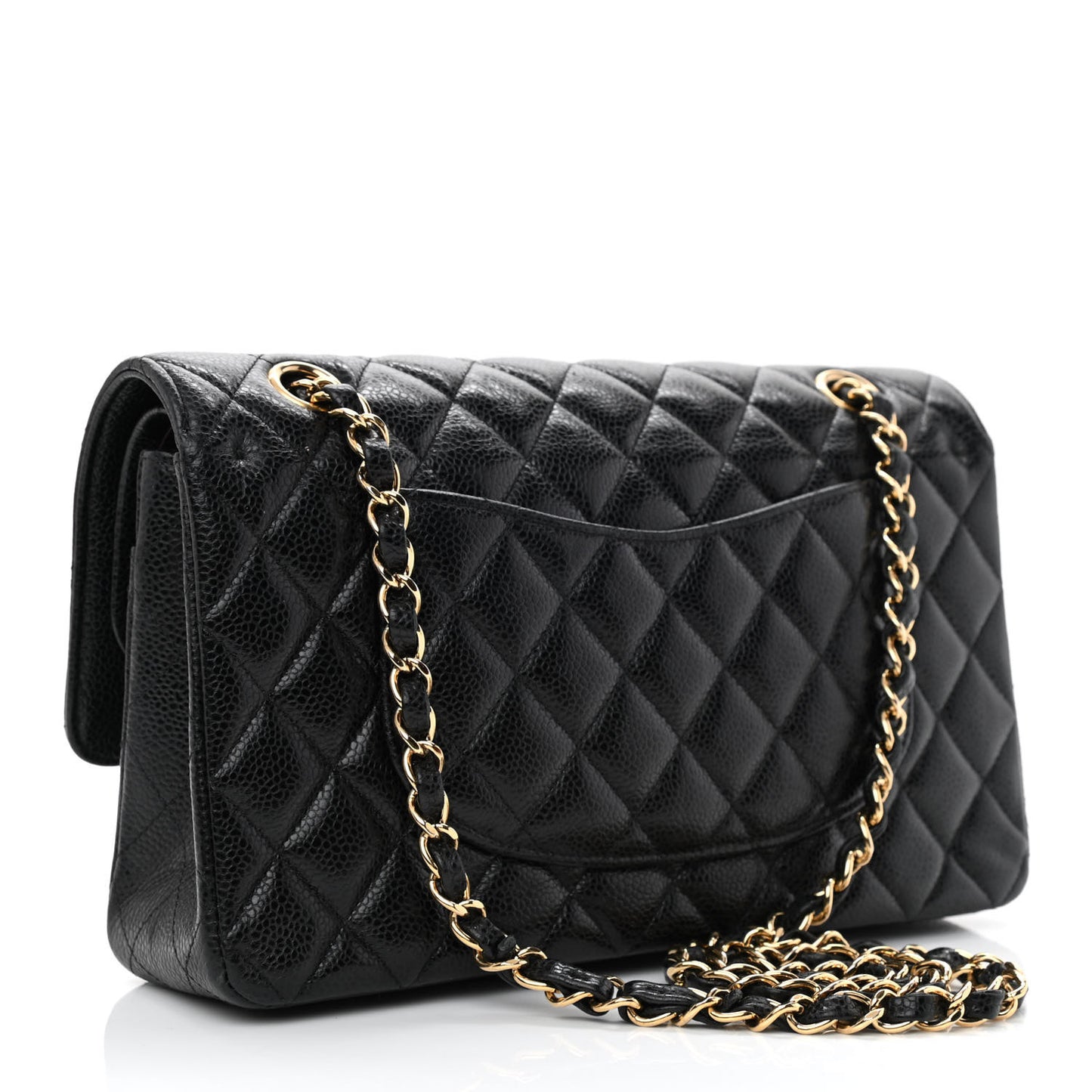 Caviar Quilted Medium Double Flap Black