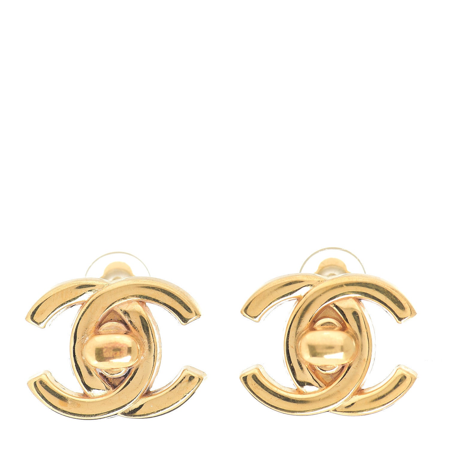 Chanel Metal CC Turnlock Clip On Earrings Gold 1 of 3