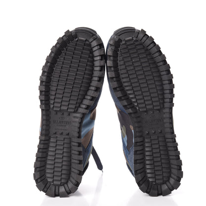 Valentino Garavani Suede Nylon Camouflage Womens Soul Rockstud Sneakers 41 Navy 7 of 19