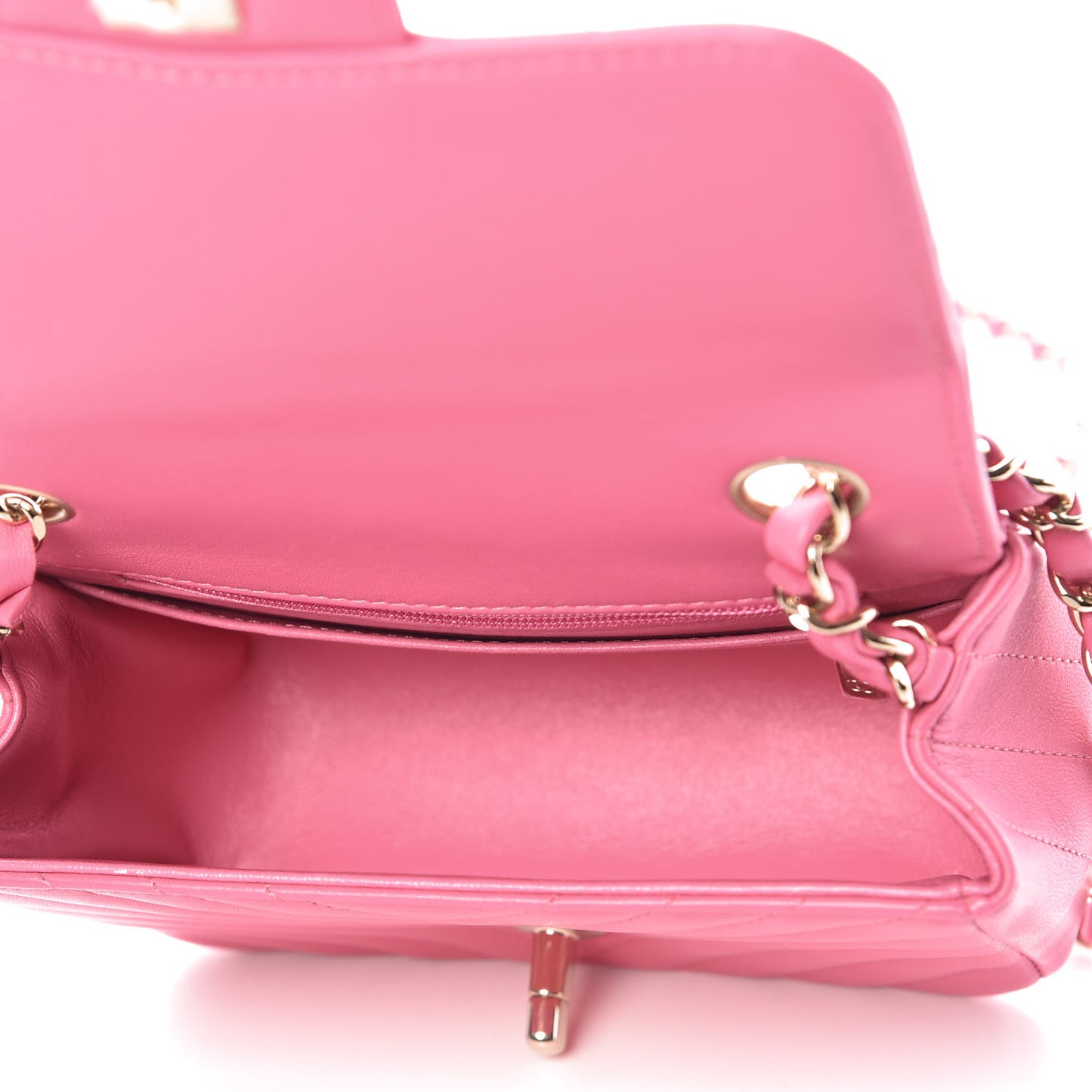Lambskin Chevron Quilted Mini Square Flap PInk