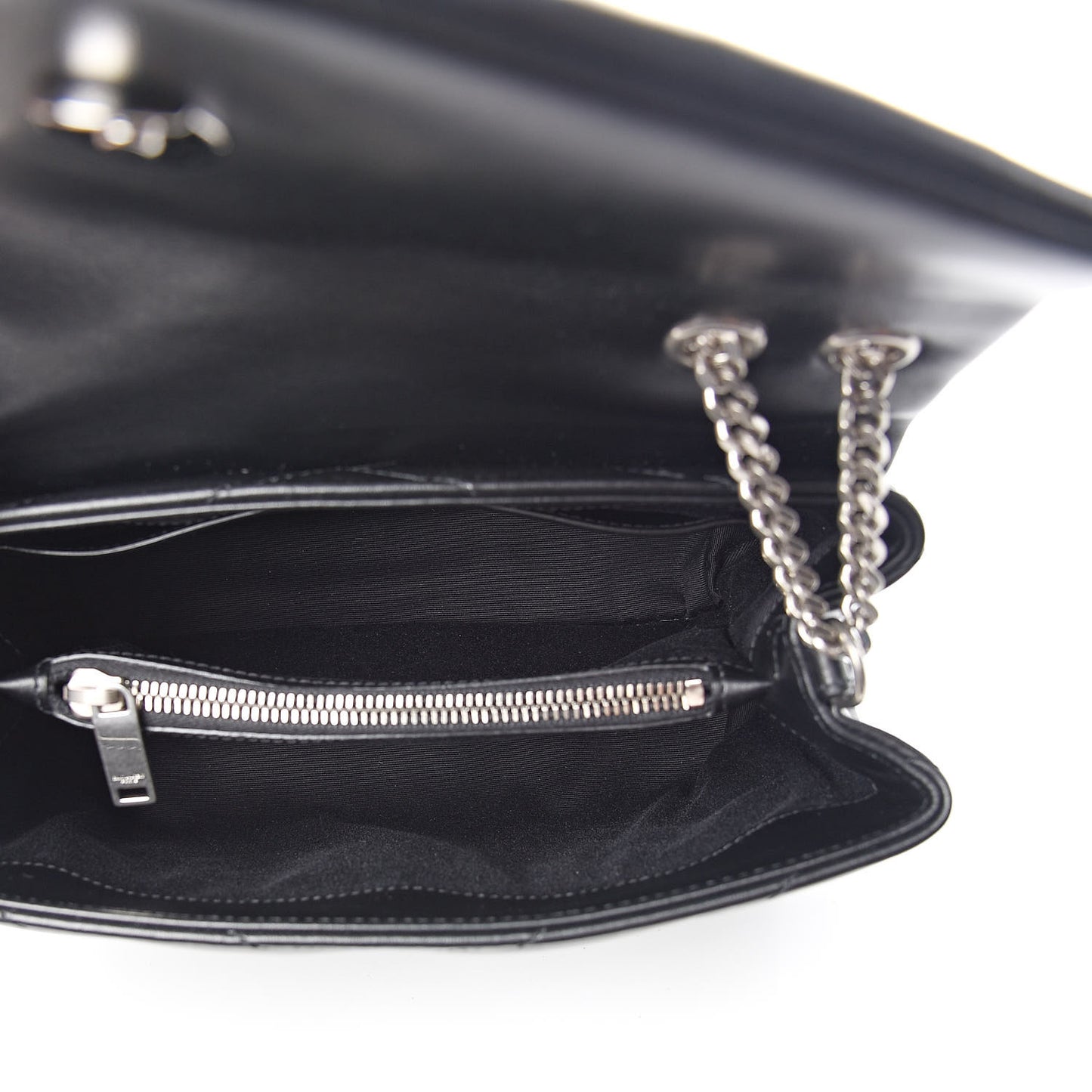 Calfskin Y Quilted Monogram Small Loulou Chain Satchel Black