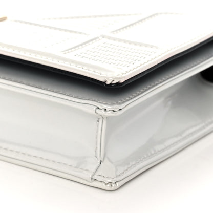 Christian Dior Patent Micro-Cannage Diorama Wallet on Chain Pouch White 9 of 10