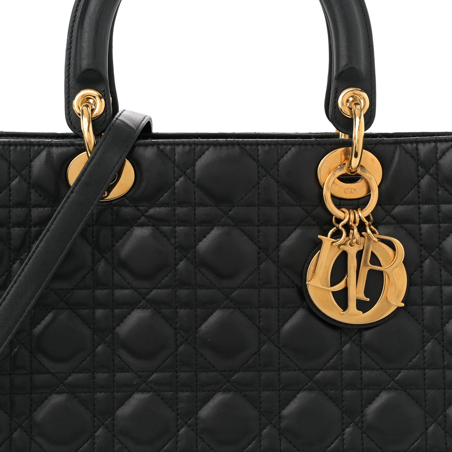 Lambskin Cannage Large Lady Dior Black