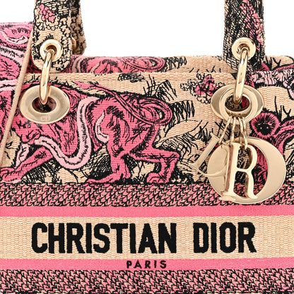 Christian Dior Canvas Toile De Jouy Embroidered Medium Lady D-Lite Beige Pink 8 of 10