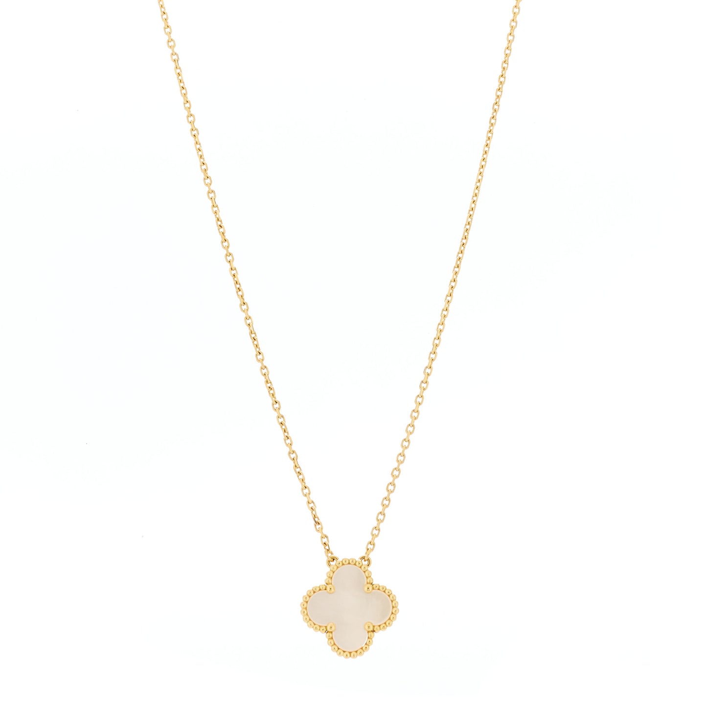 18K Yellow Gold Mother of Pearl Vintage Alhambra Pendant Necklace