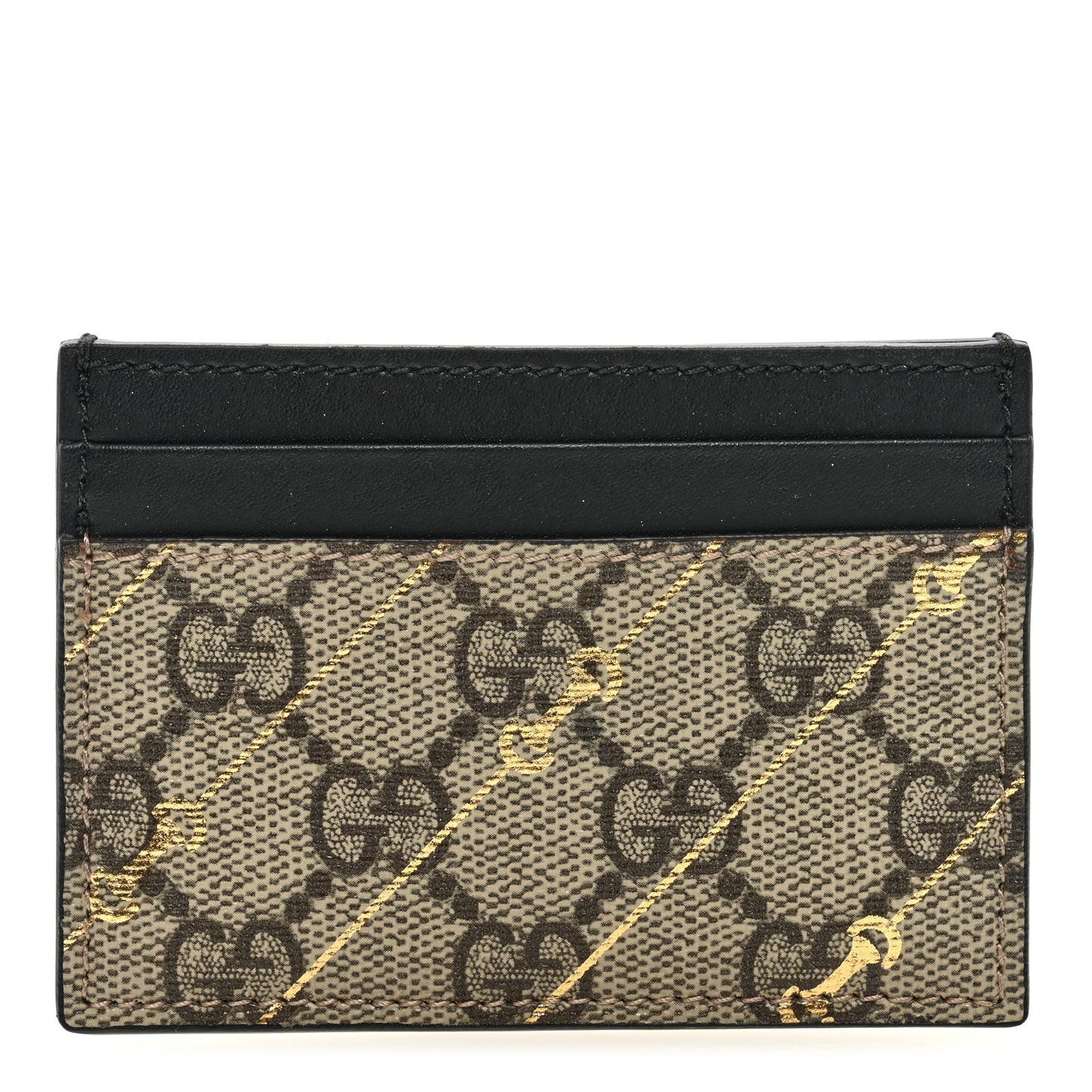 GG Supreme Monogram Bees Card Holder Black