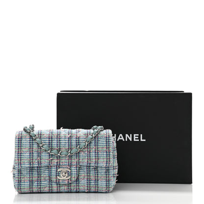 Chanel Tweed Quilted Mini Rectangular Flap Blue 11 of 11