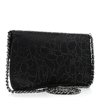 Chanel Satin Crystal Camellia Clutch On Chain Bag Black 2 of 4