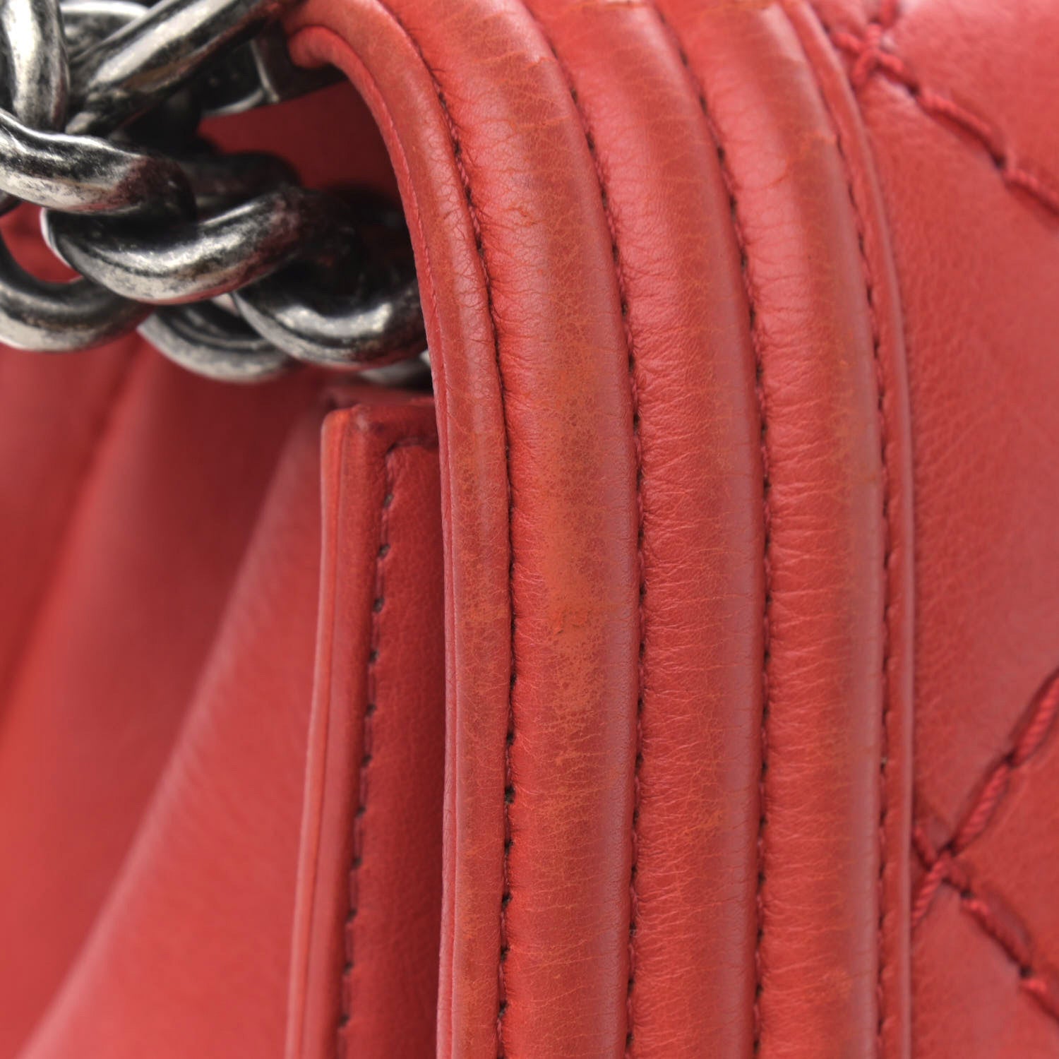 Chanel Calfskin Quilted Double Stitch Medium Boy Flap Red 16 of 19
