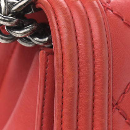 Chanel Calfskin Quilted Double Stitch Medium Boy Flap Red 16 of 19
