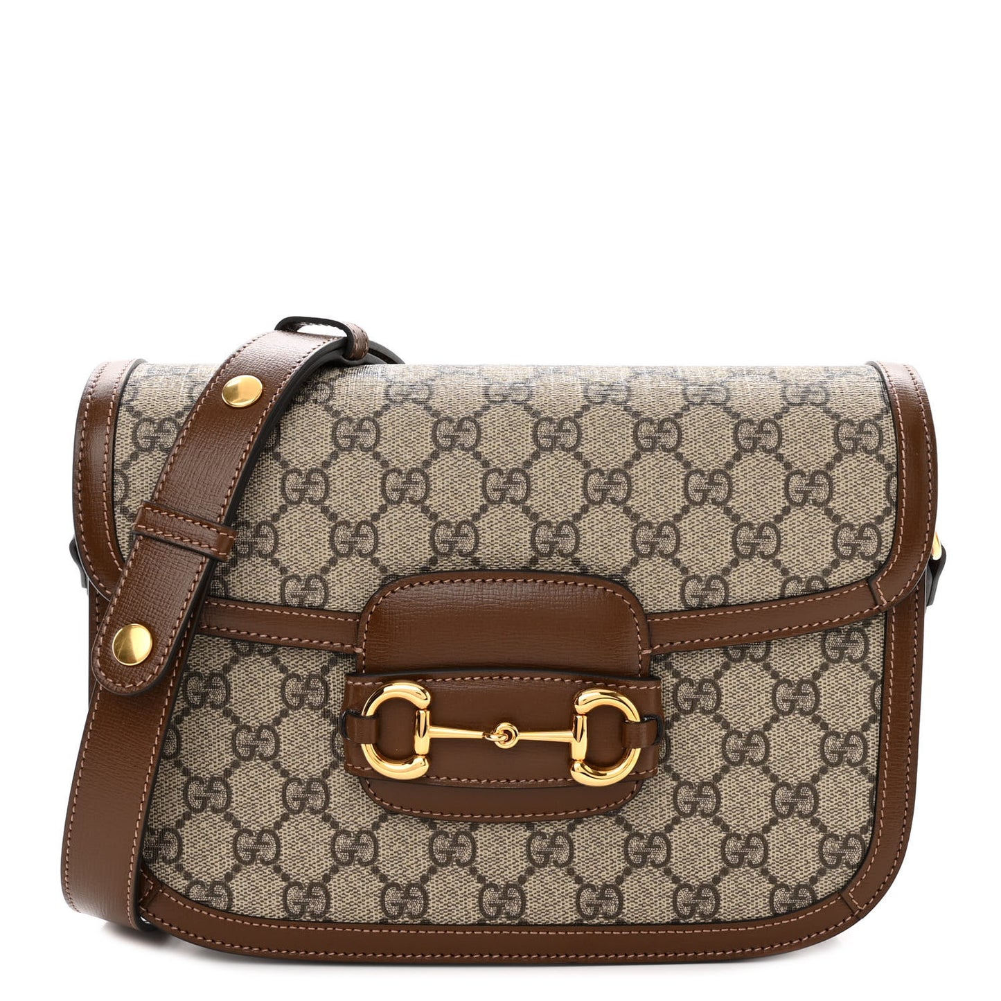 GG Supreme Monogram Horsebit 1955 Shoulder Bag Beige Brown Sugar