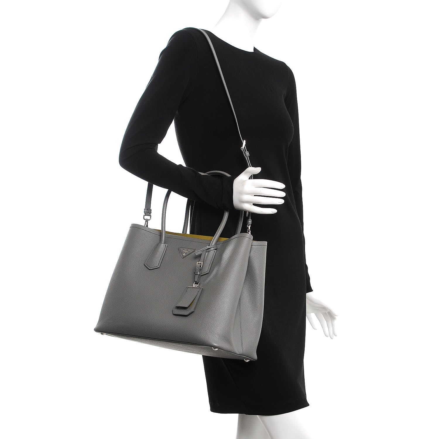 Prada Saffiano Cuir Large Double Bag Marmo 3 of 8