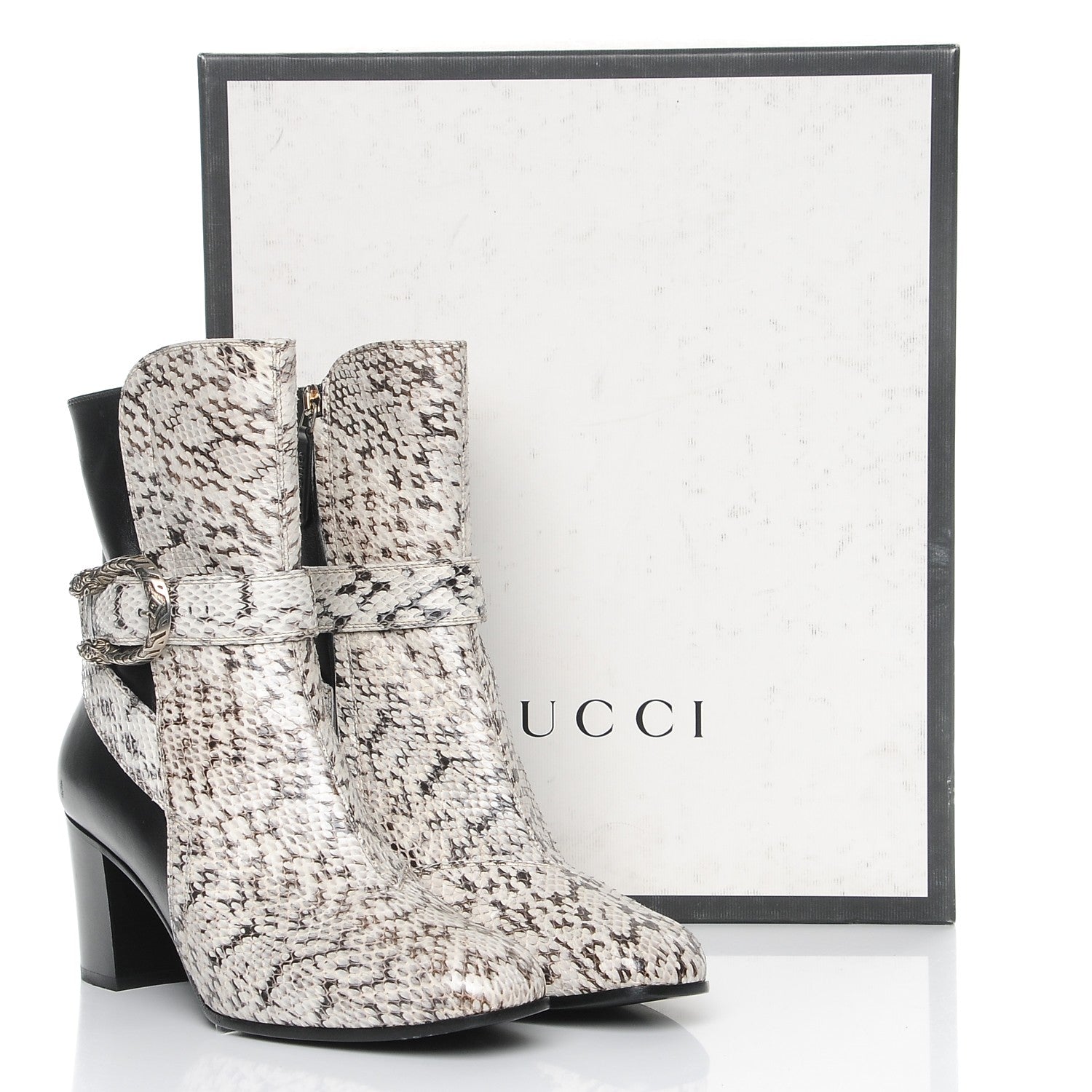 Gucci Elaphe Snakeskin Elizabeth Boots 39 Roccia Black 9 of 9