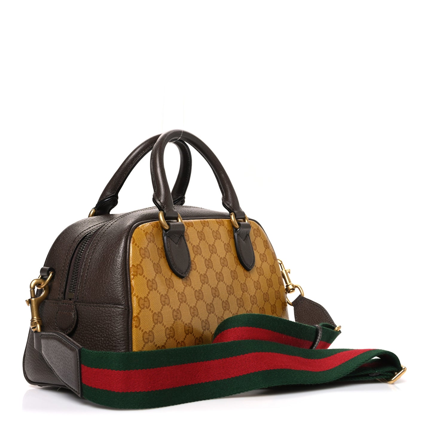 X ADIDAS Crystal Vintage Monogram Textured Dollar Calfskin Web Trefoil Logo Mini Bowling Bag Mid Natural Nut Off White New Acero