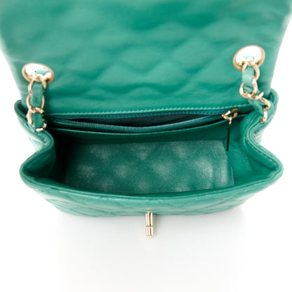 Chanel Lambskin Quilted Mini Square Flap Green 5 of 13