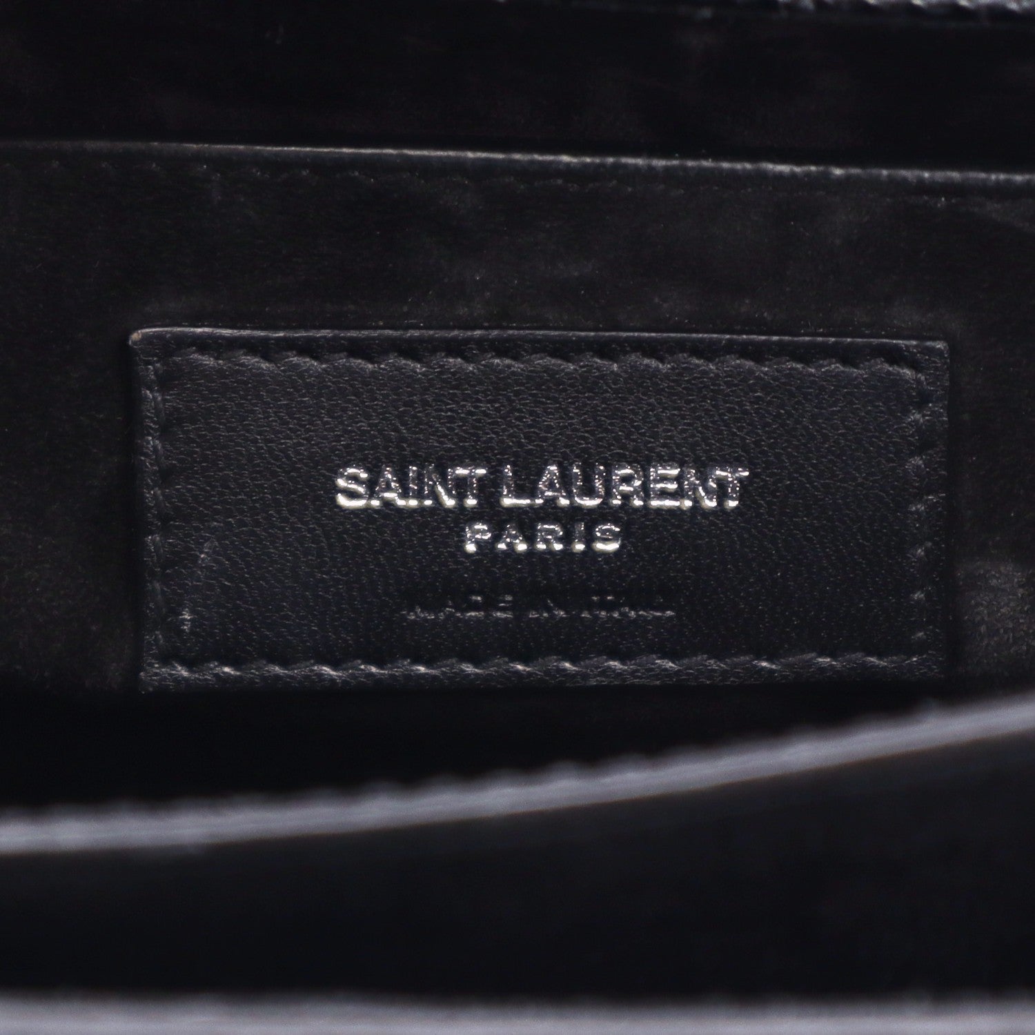Saint Laurent Calfskin Crocodile Embossed Medium Monogram Sunset Black 8 of 11