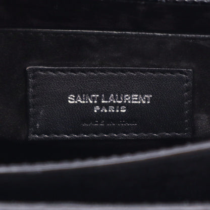 Saint Laurent Calfskin Crocodile Embossed Medium Monogram Sunset Black 8 of 11