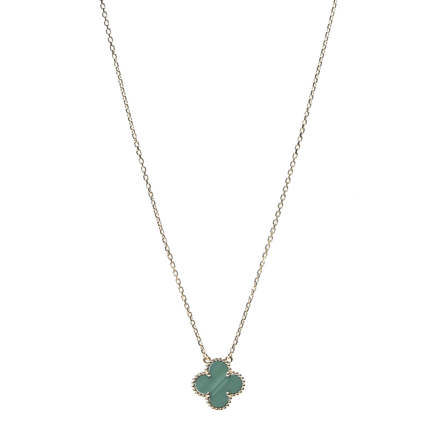 Van Cleef & Arpels 18K Yellow Gold Malachite Vintage Alhambra Pendant Necklace 1 of 7