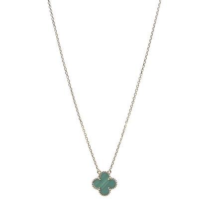 Van Cleef & Arpels 18K Yellow Gold Malachite Vintage Alhambra Pendant Necklace 1 of 7