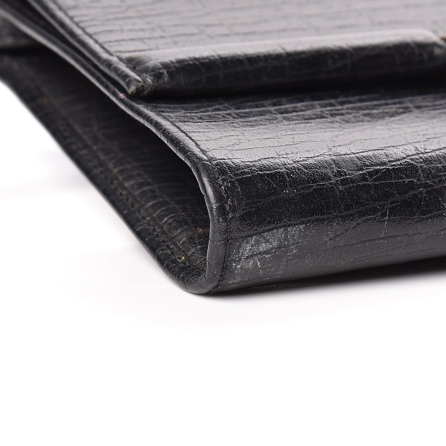 Gucci Textured Calfskin Bamboo Bar Clutch Black 8 of 15