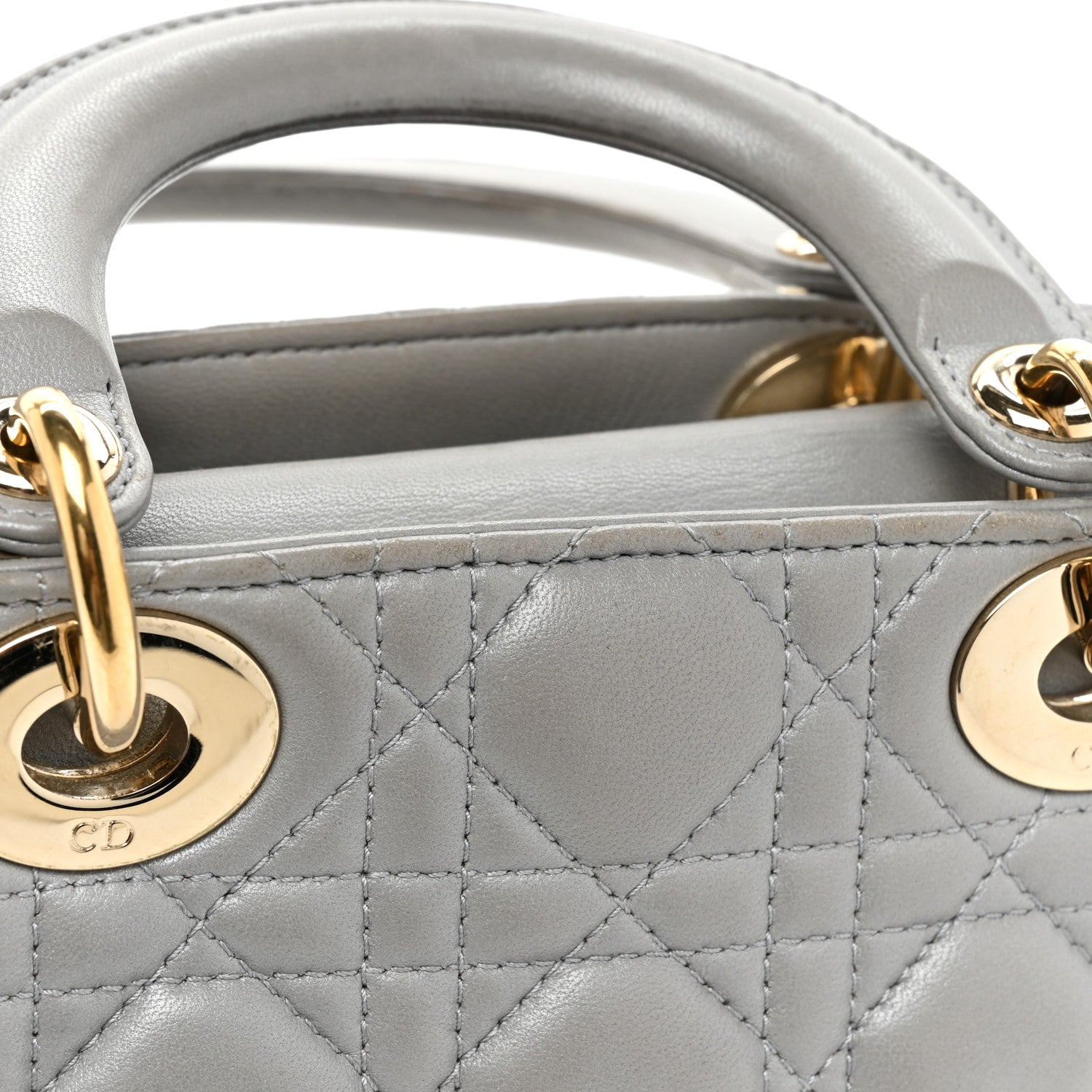 Christian Dior Metallic Lambskin Cannage Mini Lady Dior Grey 15 of 16