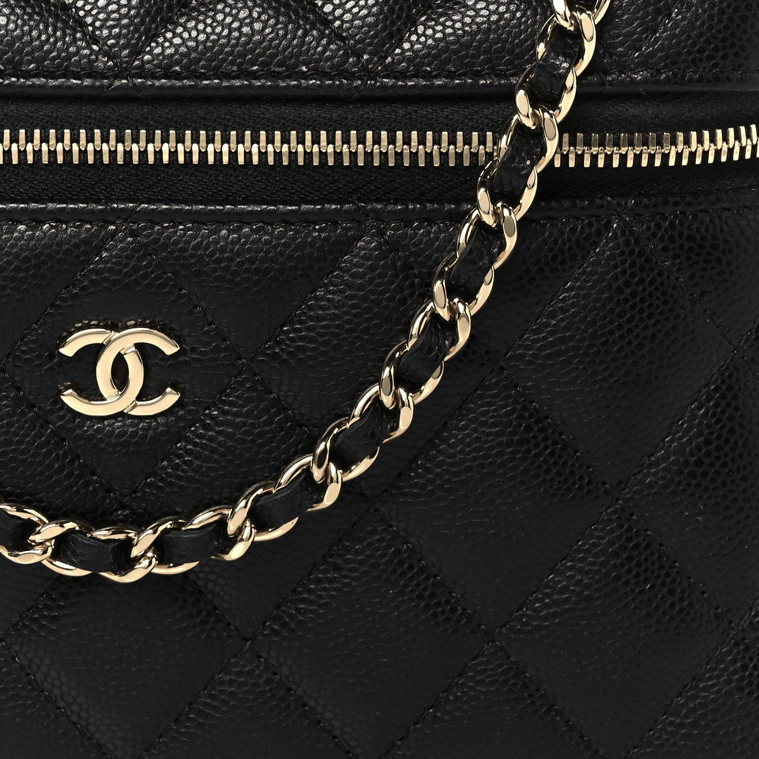 Chanel Caviar Quilted Top Handle Slim Vanity With Chain Black 8 of 11