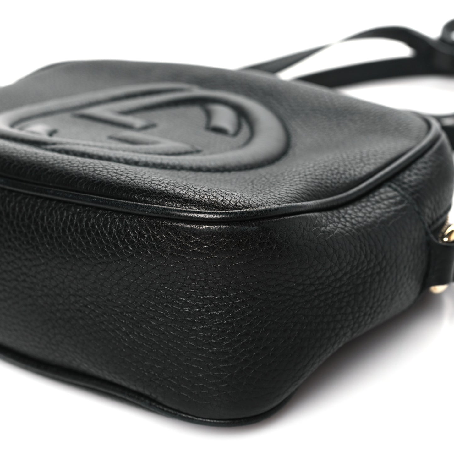 Pebbled Calfskin Small Soho Disco Bag Black