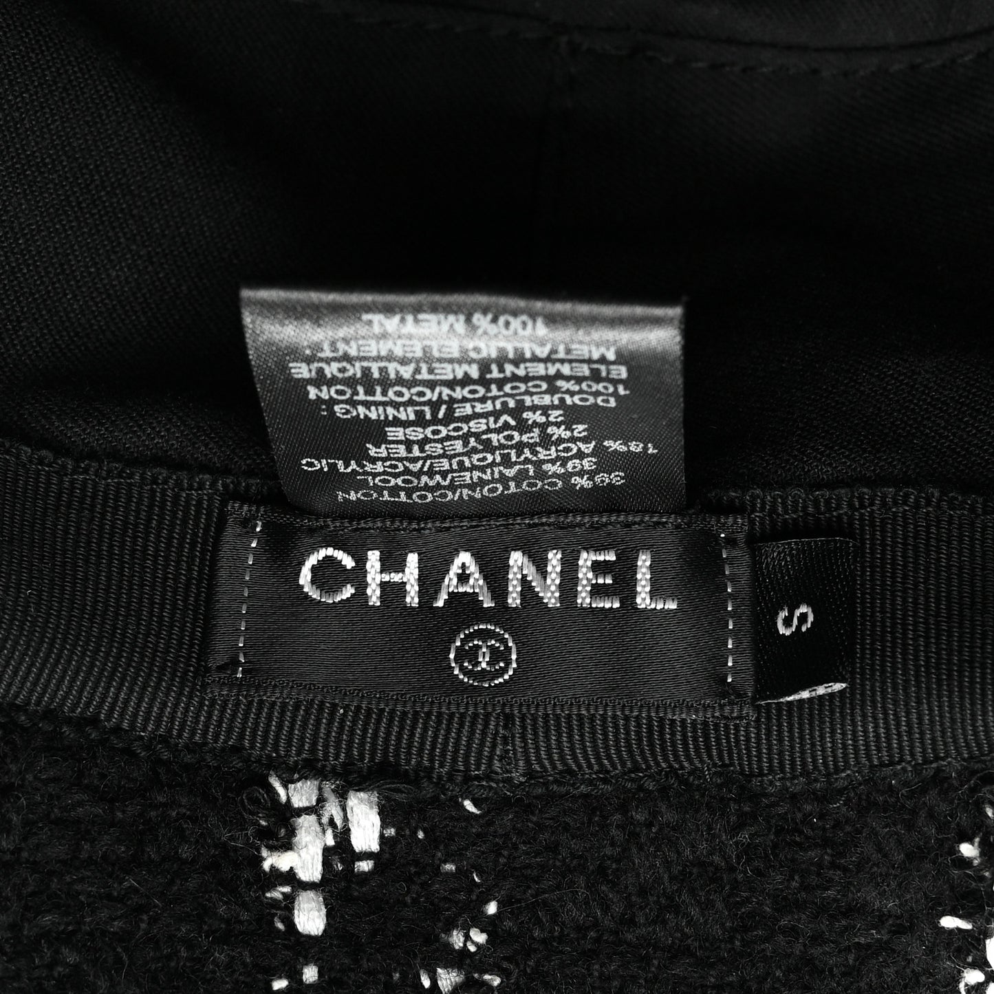 Tweed Bucket Hat S Black White