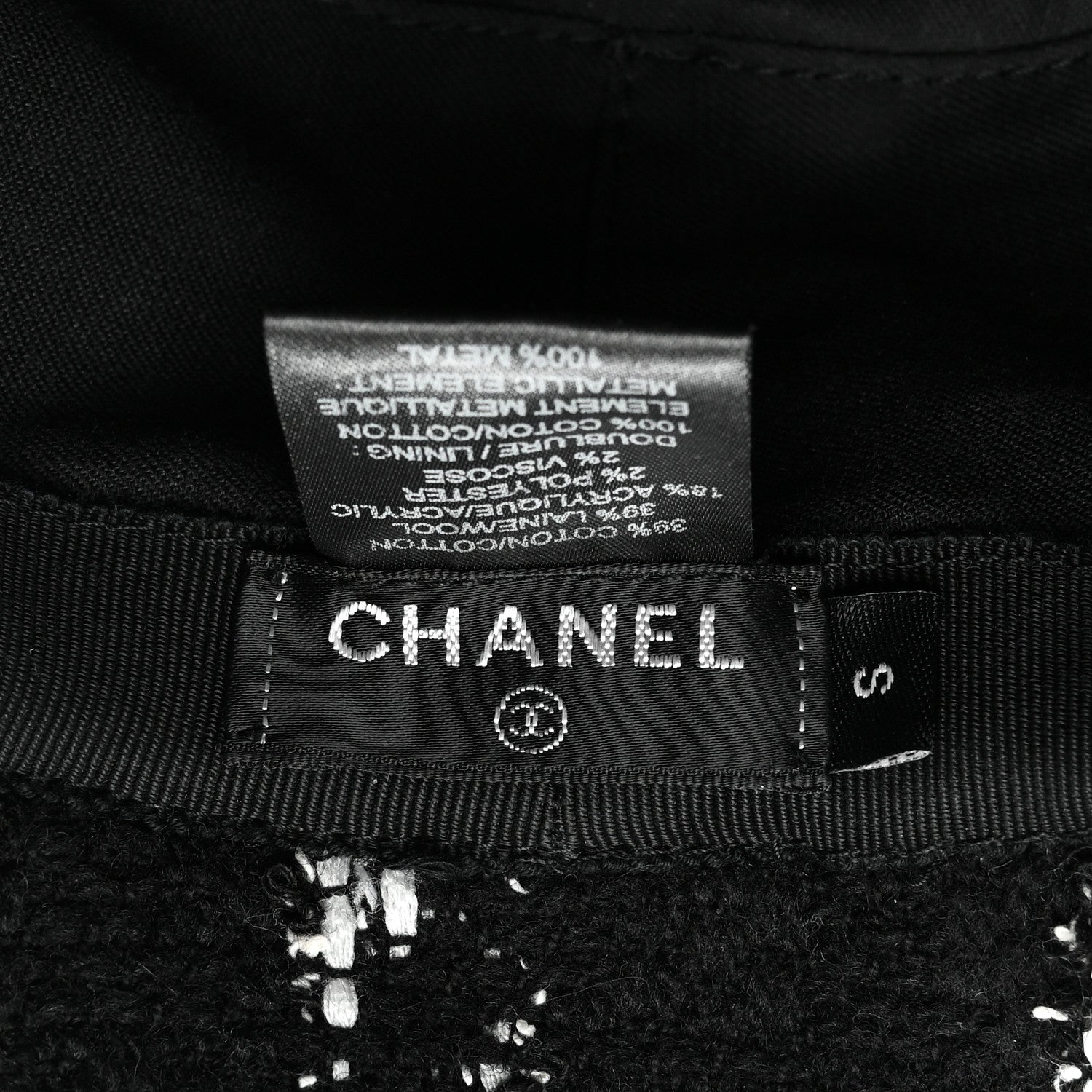 Chanel Tweed Bucket Hat S Black White 8 of 8