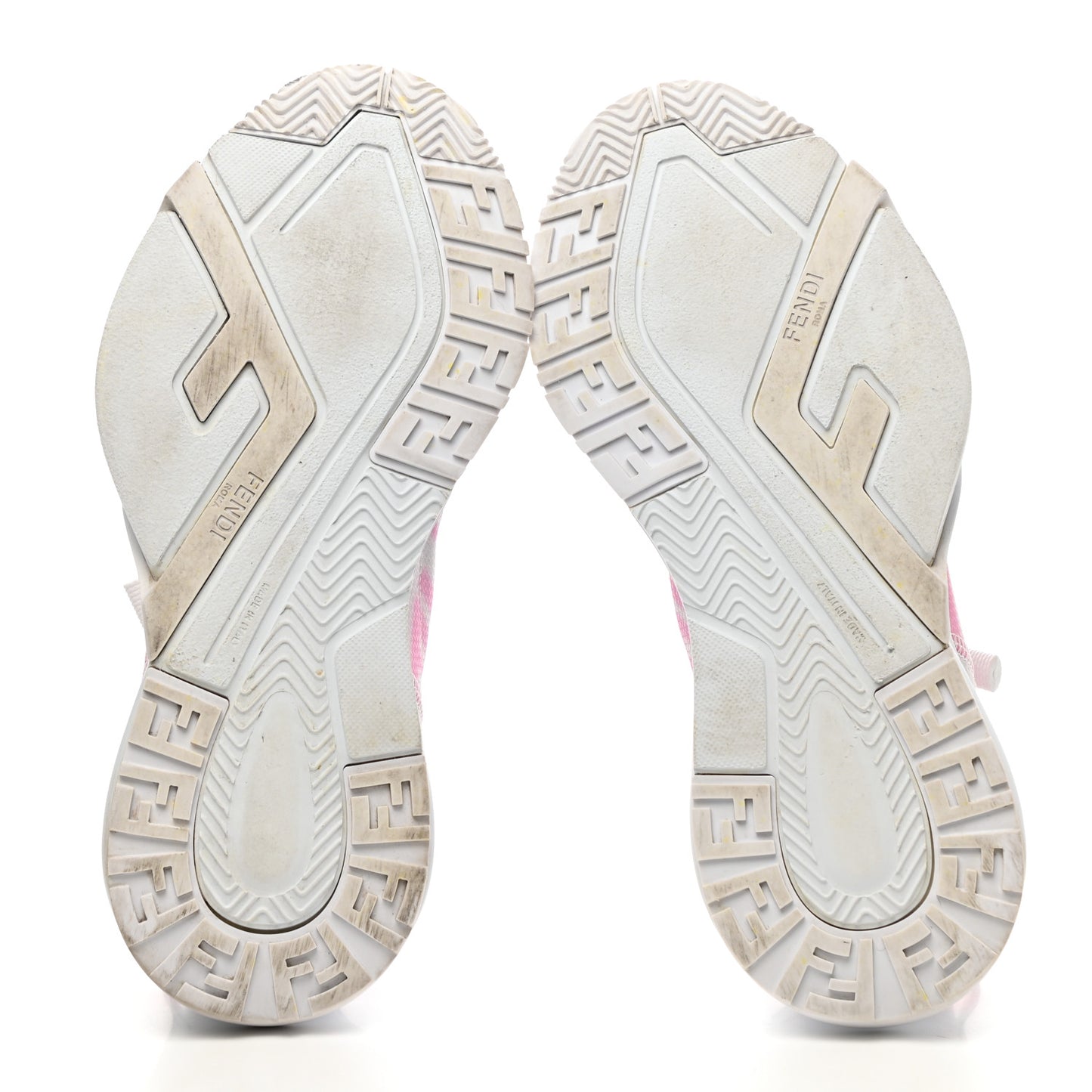 X SARAH COLEMAN Nylon Suede Lycra FF Vertigo Fendi Flow Low Top Sneakers 38 Transparent Rosa White