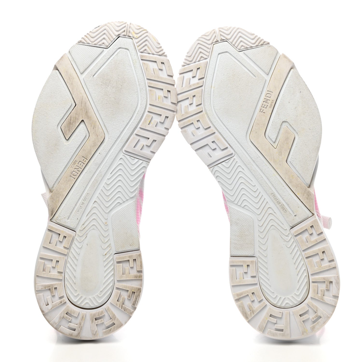 Fendi X SARAH COLEMAN Nylon Suede Lycra FF Vertigo Fendi Flow Low Top Sneakers 38 Transparent Rosa White 5 of 13
