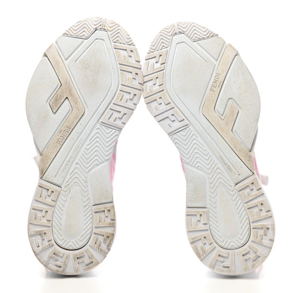 Fendi X SARAH COLEMAN Nylon Suede Lycra FF Vertigo Fendi Flow Low Top Sneakers 38 Transparent Rosa White 5 of 13