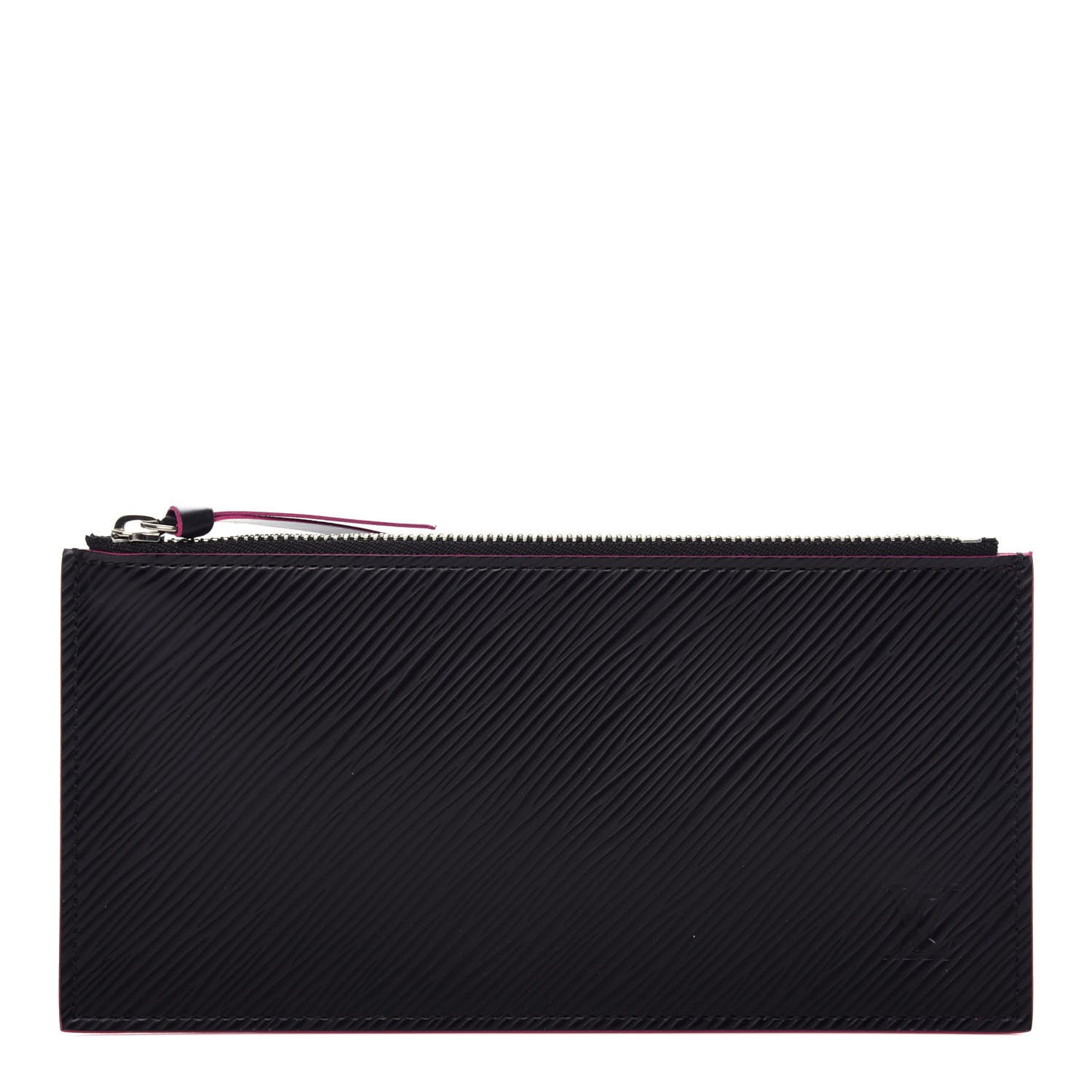 Epi Felicie Chain Wallet Zippered Insert Black Hot Pink
