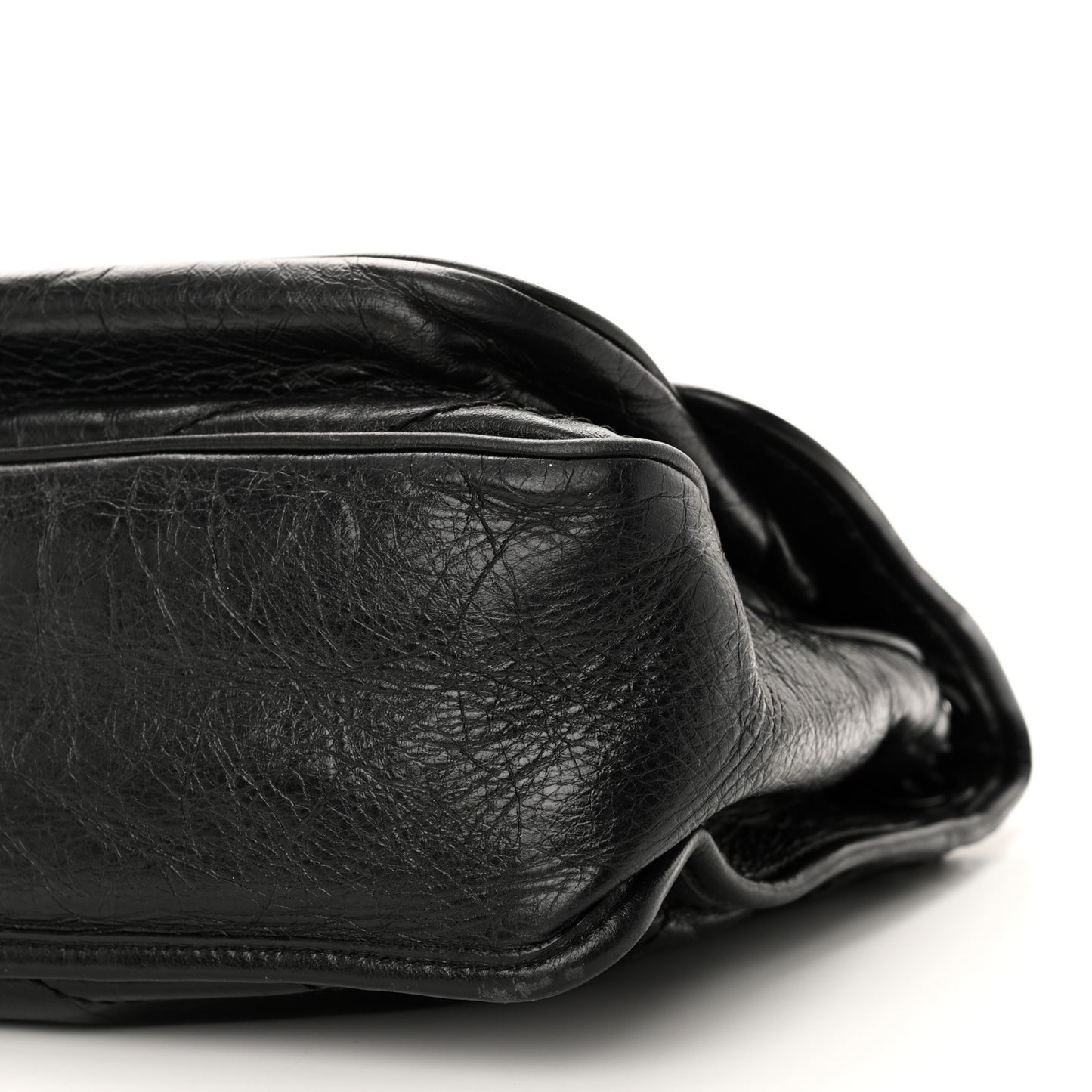 Crinkled Calfskin Matelasse Monogram Medium Niki Chain Satchel Black