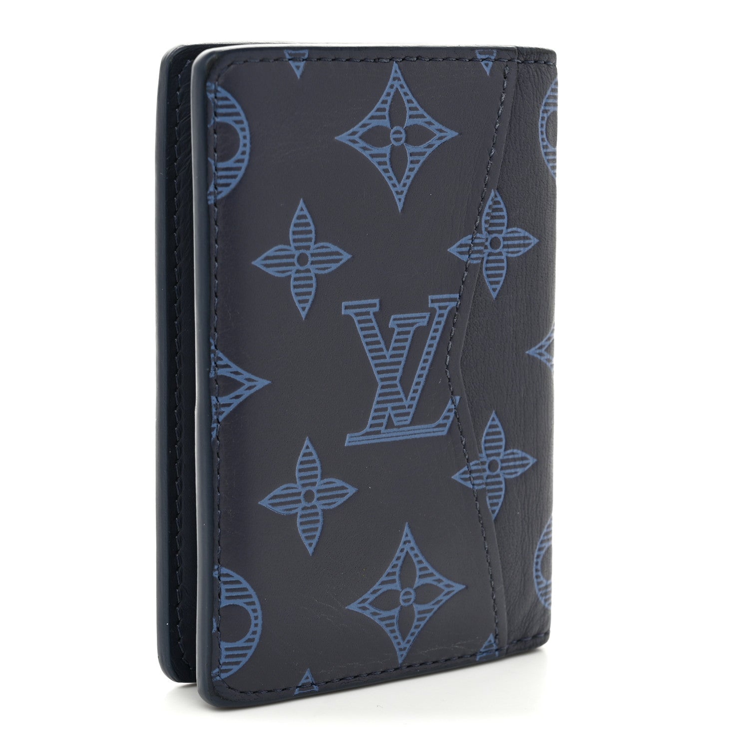 Louis Vuitton Calfskin Monogram Shadow Pocket Organizer Blue 3 of 6