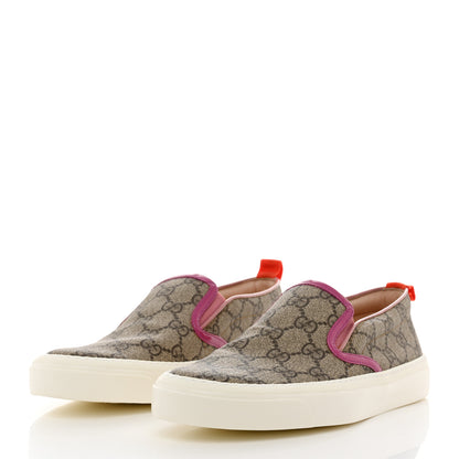 Gucci GG Supreme Monogram Womens Slip On Sneakers 35.5 Beige Ebony New Rosette Carmine Rose Sun Orange 3 of 9